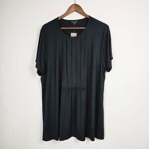 NEW J Jill Wearever Top Shirt Plus Size 2X Black Jersey Pleated Flowy Stretch‎